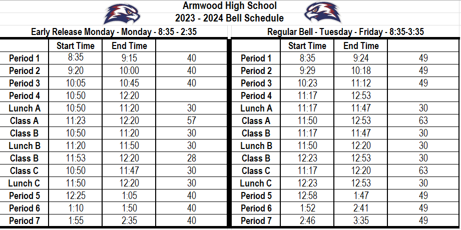 Bell Schedule TBD for 23-24 School Year